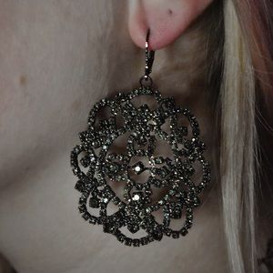Intricate black gemstone earrings